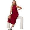 image:imageGRECERELLE Women Summer Casual 2 Piece Sets MockNeck Top amp Side Slit SkirtWine Red