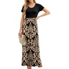 image:imageGRECERELLE Women Summer Casual Maxi Long Dress Short Sleeve Crew Neck with Pockets Size S3XLAkhaki