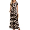 image:imageGRECERELLE Women Summer Casual Maxi Long Dress Short Sleeve Crew Neck with Pockets Size S3XLApricot Geometry