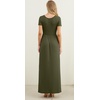 image:imageGRECERELLE Women Summer Casual Maxi Long Dress Short Sleeve Crew Neck with Pockets Size S3XLArmy Green