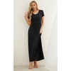 image:imageGRECERELLE Women Summer Casual Maxi Long Dress Short Sleeve Crew Neck with Pockets Size S3XLBlack