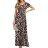 image:imageGRECERELLE Women Summer Casual Maxi Long Dress Short Sleeve Crew Neck with Pockets Size S3XLBlack Daffodil