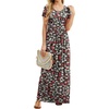 image:imageGRECERELLE Women Summer Casual Maxi Long Dress Short Sleeve Crew Neck with Pockets Size S3XLBlack Daffodil