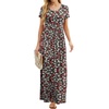 image:imageGRECERELLE Women Summer Casual Maxi Long Dress Short Sleeve Crew Neck with Pockets Size S3XLBlack Daffodil