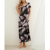 image:imageGRECERELLE Women Summer Casual Maxi Long Dress Short Sleeve Crew Neck with Pockets Size S3XLBlack Palm Leaf