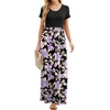 image:imageGRECERELLE Women Summer Casual Maxi Long Dress Short Sleeve Crew Neck with Pockets Size S3XLBlack Purple Bloom
