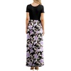 image:imageGRECERELLE Women Summer Casual Maxi Long Dress Short Sleeve Crew Neck with Pockets Size S3XLBlack Purple Bloom