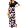 image:imageGRECERELLE Women Summer Casual Maxi Long Dress Short Sleeve Crew Neck with Pockets Size S3XLBlack Purple Bloom