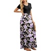 image:imageGRECERELLE Women Summer Casual Maxi Long Dress Short Sleeve Crew Neck with Pockets Size S3XLBlack Purple Bloom
