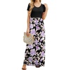 image:imageGRECERELLE Women Summer Casual Maxi Long Dress Short Sleeve Crew Neck with Pockets Size S3XLBlack Purple Bloom