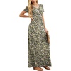 image:imageGRECERELLE Women Summer Casual Maxi Long Dress Short Sleeve Crew Neck with Pockets Size S3XLBlack Yellow Floral