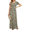 image:imageGRECERELLE Women Summer Casual Maxi Long Dress Short Sleeve Crew Neck with Pockets Size S3XLBlack Yellow Floral