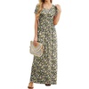 image:imageGRECERELLE Women Summer Casual Maxi Long Dress Short Sleeve Crew Neck with Pockets Size S3XLBlack Yellow Floral