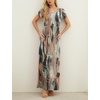 image:imageGRECERELLE Women Summer Casual Maxi Long Dress Short Sleeve Crew Neck with Pockets Size S3XLCamou Green Pink