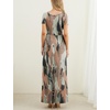 image:imageGRECERELLE Women Summer Casual Maxi Long Dress Short Sleeve Crew Neck with Pockets Size S3XLCamou Green Pink