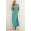 image:imageGRECERELLE Women Summer Casual Maxi Long Dress Short Sleeve Crew Neck with Pockets Size S3XLCyan