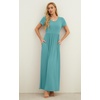image:imageGRECERELLE Women Summer Casual Maxi Long Dress Short Sleeve Crew Neck with Pockets Size S3XLCyan