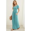 image:imageGRECERELLE Women Summer Casual Maxi Long Dress Short Sleeve Crew Neck with Pockets Size S3XLCyan