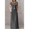 image:imageGRECERELLE Women Summer Casual Maxi Long Dress Short Sleeve Crew Neck with Pockets Size S3XLDark Gray