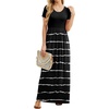 image:imageGRECERELLE Women Summer Casual Maxi Long Dress Short Sleeve Crew Neck with Pockets Size S3XLFlowerblack Stripe
