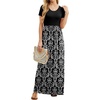 image:imageGRECERELLE Women Summer Casual Maxi Long Dress Short Sleeve Crew Neck with Pockets Size S3XLFlowerblack White
