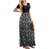 image:imageGRECERELLE Women Summer Casual Maxi Long Dress Short Sleeve Crew Neck with Pockets Size S3XLFlowerblack White