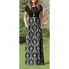 image:imageGRECERELLE Women Summer Casual Maxi Long Dress Short Sleeve Crew Neck with Pockets Size S3XLFlowerblack White