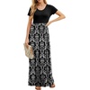 image:imageGRECERELLE Women Summer Casual Maxi Long Dress Short Sleeve Crew Neck with Pockets Size S3XLFlowerblack White