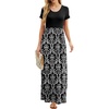 image:imageGRECERELLE Women Summer Casual Maxi Long Dress Short Sleeve Crew Neck with Pockets Size S3XLFlowerblack White