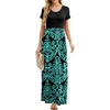 image:imageGRECERELLE Women Summer Casual Maxi Long Dress Short Sleeve Crew Neck with Pockets Size S3XLFlowerblue Green