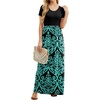 image:imageGRECERELLE Women Summer Casual Maxi Long Dress Short Sleeve Crew Neck with Pockets Size S3XLFlowerblue Green