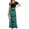 image:imageGRECERELLE Women Summer Casual Maxi Long Dress Short Sleeve Crew Neck with Pockets Size S3XLFlowerblue Green