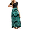 image:imageGRECERELLE Women Summer Casual Maxi Long Dress Short Sleeve Crew Neck with Pockets Size S3XLFlowerblue Green