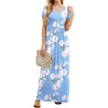 image:imageGRECERELLE Women Summer Casual Maxi Long Dress Short Sleeve Crew Neck with Pockets Size S3XLFlowerlight Blue