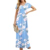 image:imageGRECERELLE Women Summer Casual Maxi Long Dress Short Sleeve Crew Neck with Pockets Size S3XLFlowerlight Blue