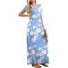image:imageGRECERELLE Women Summer Casual Maxi Long Dress Short Sleeve Crew Neck with Pockets Size S3XLFlowerlight Blue