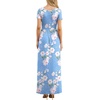 image:imageGRECERELLE Women Summer Casual Maxi Long Dress Short Sleeve Crew Neck with Pockets Size S3XLFlowerlight Blue