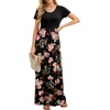 image:imageGRECERELLE Women Summer Casual Maxi Long Dress Short Sleeve Crew Neck with Pockets Size S3XLFlowerrose Black