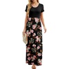 image:imageGRECERELLE Women Summer Casual Maxi Long Dress Short Sleeve Crew Neck with Pockets Size S3XLFlowerrose Black