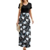 image:imageGRECERELLE Women Summer Casual Maxi Long Dress Short Sleeve Crew Neck with Pockets Size S3XLFlowerwhite Lily