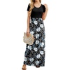 image:imageGRECERELLE Women Summer Casual Maxi Long Dress Short Sleeve Crew Neck with Pockets Size S3XLFlowerwhite Lily
