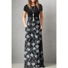 image:imageGRECERELLE Women Summer Casual Maxi Long Dress Short Sleeve Crew Neck with Pockets Size S3XLFlowerwhite Lily