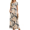 image:imageGRECERELLE Women Summer Casual Maxi Long Dress Short Sleeve Crew Neck with Pockets Size S3XLGeometric Ribbon