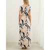 image:imageGRECERELLE Women Summer Casual Maxi Long Dress Short Sleeve Crew Neck with Pockets Size S3XLGeometric Ribbon