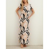 image:imageGRECERELLE Women Summer Casual Maxi Long Dress Short Sleeve Crew Neck with Pockets Size S3XLGeometric Ribbon