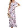 image:imageGRECERELLE Women Summer Casual Maxi Long Dress Short Sleeve Crew Neck with Pockets Size S3XLGray Azalea