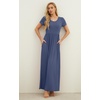 image:imageGRECERELLE Women Summer Casual Maxi Long Dress Short Sleeve Crew Neck with Pockets Size S3XLGray Blue