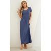 image:imageGRECERELLE Women Summer Casual Maxi Long Dress Short Sleeve Crew Neck with Pockets Size S3XLGray Blue