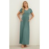 image:imageGRECERELLE Women Summer Casual Maxi Long Dress Short Sleeve Crew Neck with Pockets Size S3XLHaze Blue