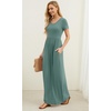 image:imageGRECERELLE Women Summer Casual Maxi Long Dress Short Sleeve Crew Neck with Pockets Size S3XLHaze Blue